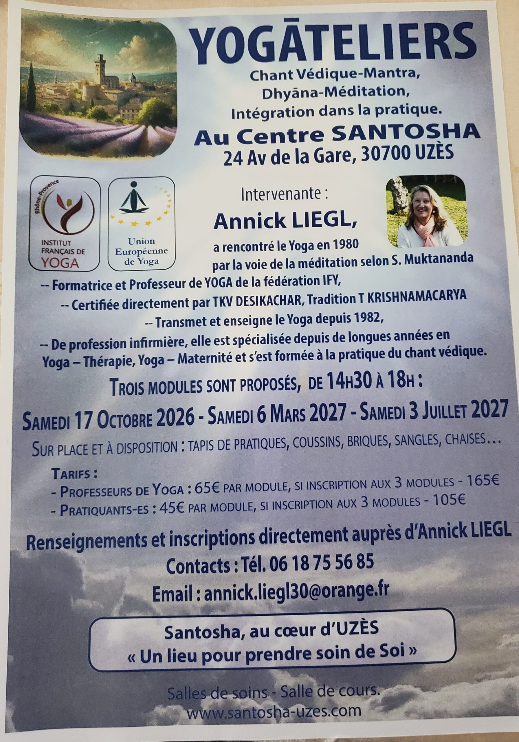 IFY - YOGATELIERS par Annick LIEGL, Formatrice et Professeur de Yoga IFY, certifiée directement par TKV DESIKACHAR